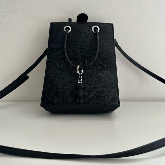 Tous Handbags - Tous Black Crossbody Mini Bag with Bear Charm
